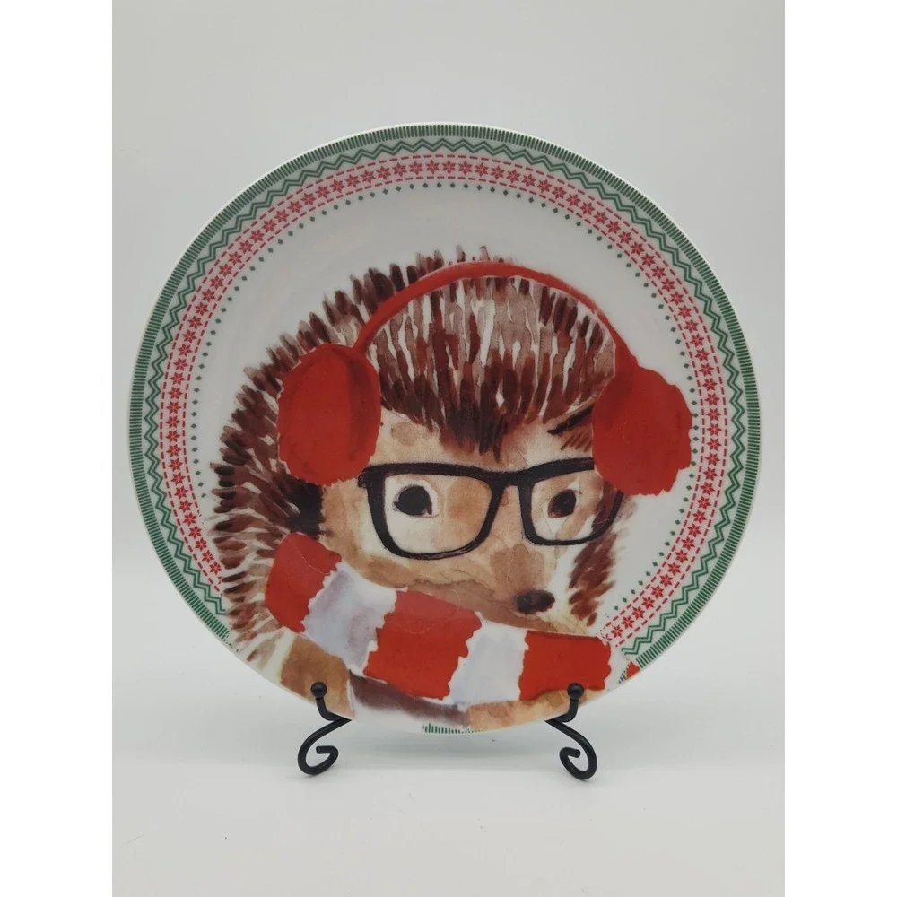 Ciroa Celebrate Holiday Christmas Winter Forest Animal 4 Salad Dessert Plates 8